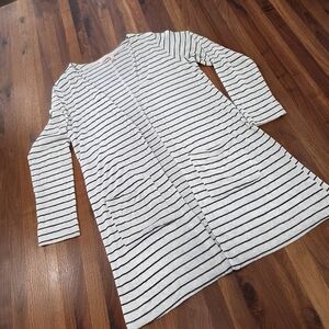 Fresh Produce Striped Sweater Cardigan - White and Black